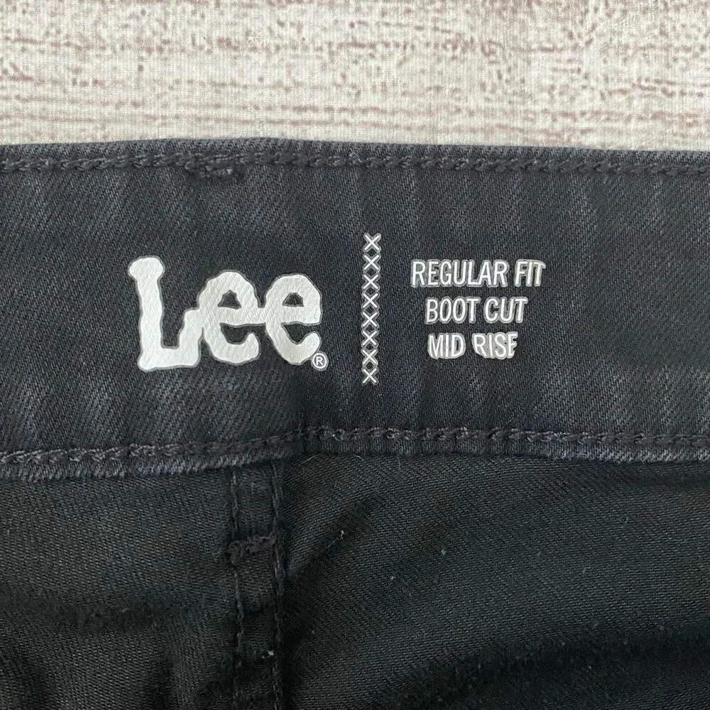 Lee women 22 regular fit boot cut mid rise cotton blend jeans black